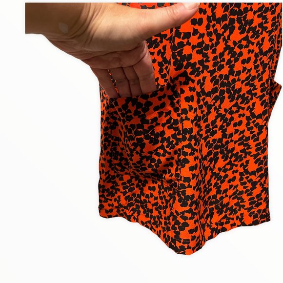 Equipment Femme Medium Red Printed Crew Neck 1/2 Sleeve Silk Shift Dress - Picture 6 of 7